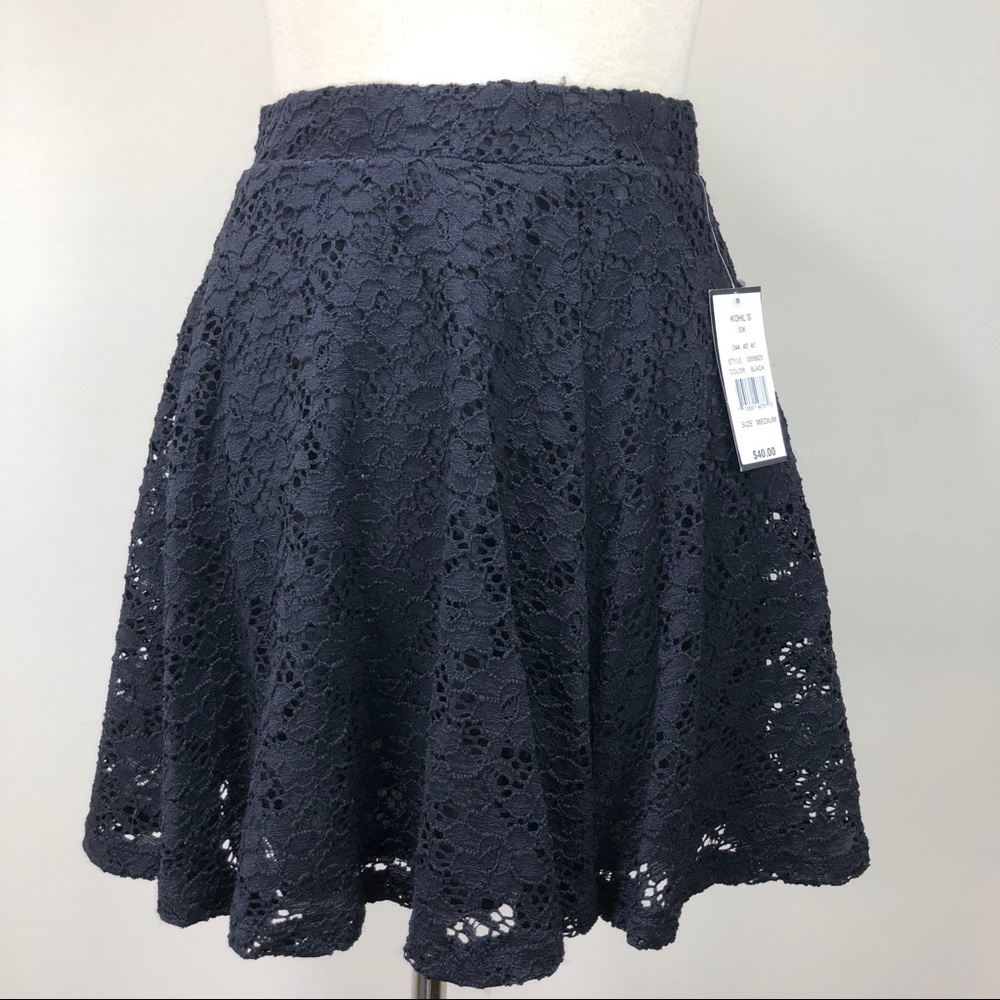 BLACK SKIRT WITH LACE OVERLAY